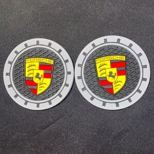 PORSCHE 2 Cup Holders w/Logo & Name